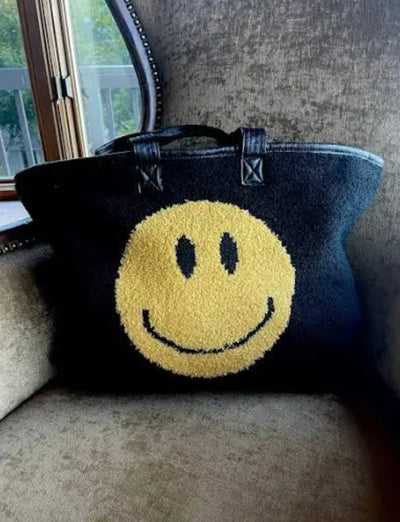 Cream Smiley Face Tote Bag