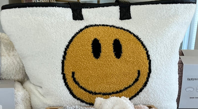 Cream Smiley Face Tote Bag